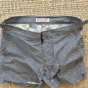 Orlebar Brown Navy White  Geometric Patterned Shorts